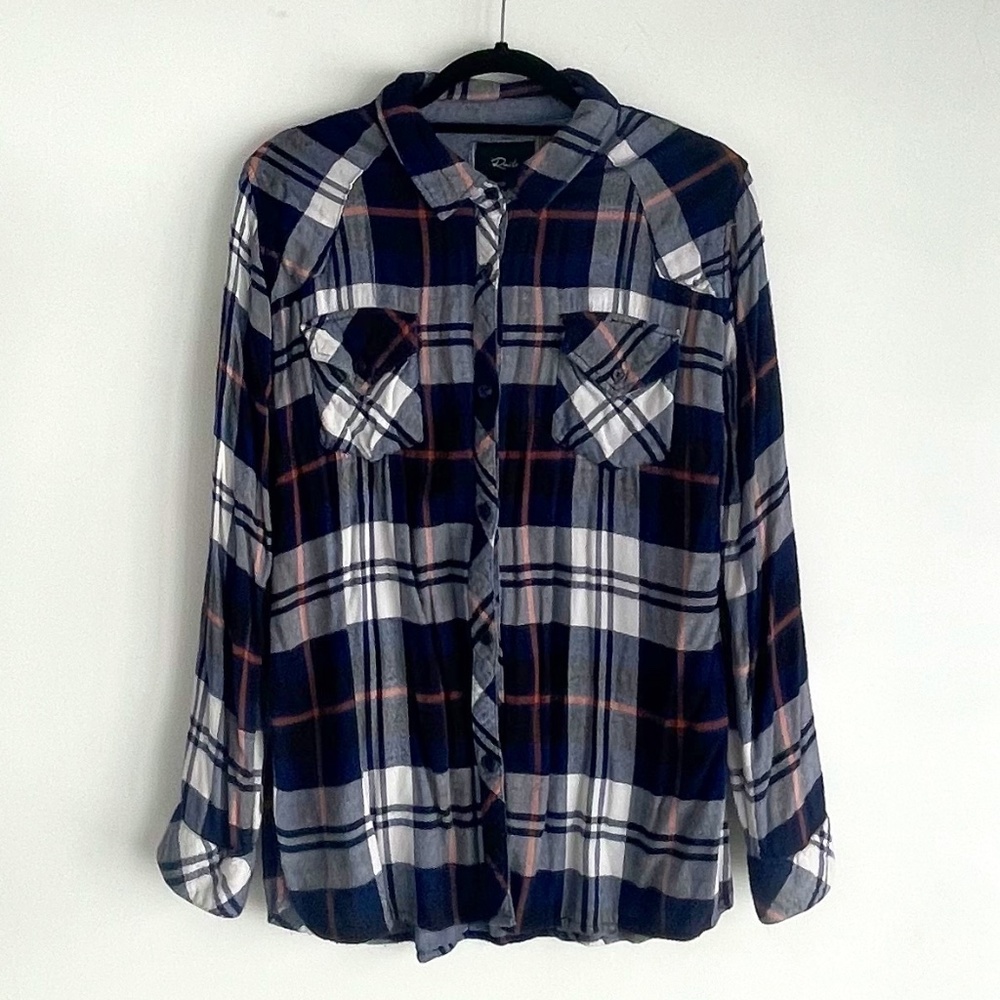 Rails Flannel Button Down | Multi-Color (Blue, Orange)  | L
